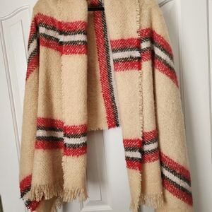 Serra Red and Tan Polyester Fabric Shaw